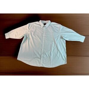GS Business Shirt Green And White Pinstripe Button Down Size 22- 34/35